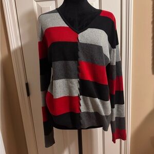 Crazy Horse A Liz Claiborne Company Bold Striped V-Neck Sweater